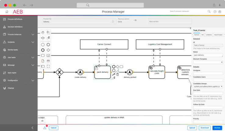 Screenshot showing how processes can be set up quickly and easily